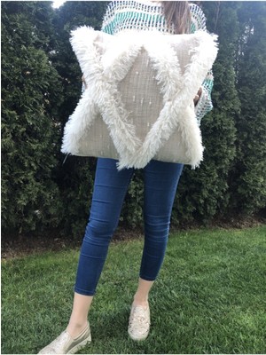 El Dokuması Bohem Morocco Püsküllü Kırlent Kılıfı