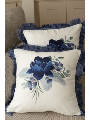 2 Adet Saçaklı Kırlent Kılıfı Çift Taraflı 43*43 cm - Rosa