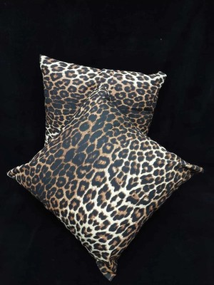 Leopar Desenli Çift Taraflı Gizli Fermuarlı %100 Pamuk 2'li Yastık Kılıfı Kırlent