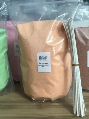 1 kg Inci Tozu Mum ( 25 Adet 20 cm Fitil ile ) Mandalina Kokulu Turuncu , Toz Mum , Ev Dekor