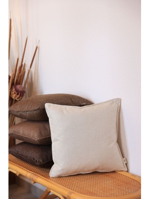 Serrated Kırlent Kılıfı Ekru-Krem (45X45)