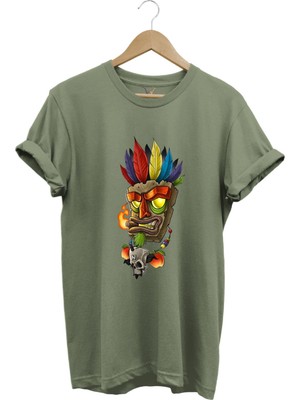 Grafiti Desenli Kızılderili Baskılı Dövme Temalı Regular Fit %100 Pamuk T-Shirt