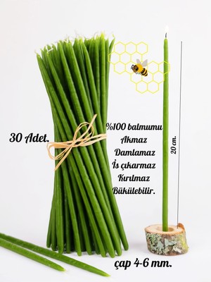 Dilek Tören Ritüel Balmumu Mum 30 Adet Slim Ince 20 cm Boy 4-6 mm Çap