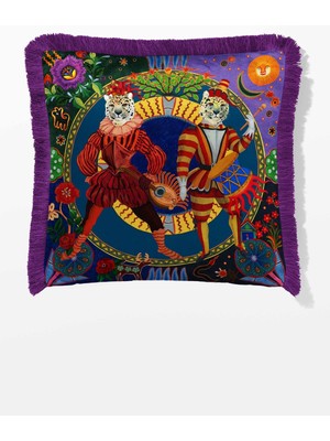 Saçaklı Kırlent Kılıfı Çift Taraflı 43*43 cm - Panayır