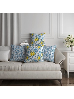 Limon Desen ve Çini Desen Yastık - Kırlent Kılıfı 4'lü