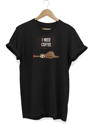 I Need Coffee Baskılı T-Shirt