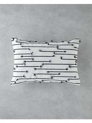 Fringe Jakarlı Dekoratif Kırlent 35X50 cm Ekru-Siyah