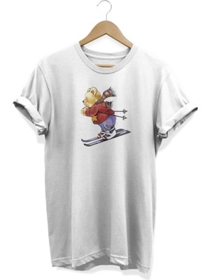 Kayaklı Ayıcık Baskılı T-Shirt