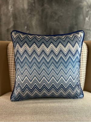 Ithal Ipek Kadife Missoni Desen Kırlent Kılıfı 43X43CM (Çift Taraflı Desen)