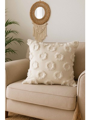 Tüylü ve Desenli Kırlent Kılıfı - 45X45 cm Şık ve Konforlu Dekoratif Yastık