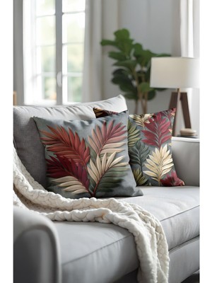 Kırlent Kılıfı Dijital Baskılı Çift Tarafı Baskılı Gizli Fermuarlı Dekoratif Kırlent Kılıfı 2'li Se