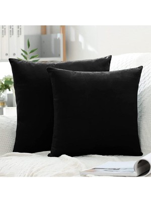 Iz Original 2li Set Siyah Kırlent Iç Yastık Dekoratif Pamuklu Kumaş 43X43 Saf Silikon Dolgulu