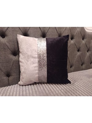 Kadife Şeritli Kırlent Kılıfı