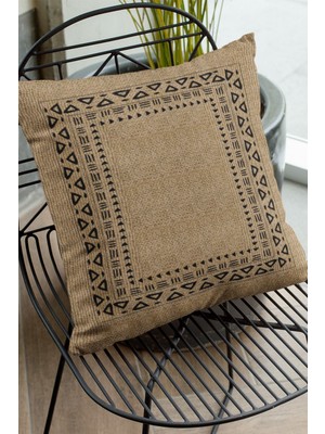 43X43CM Çift Taraflı Kırlent Yastık Kılıfı Hasır Görünümlü Premium Tay Tüyü Dokuma Kumaş KRL186