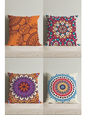 Özel Tasarım Çift Taraflı Dijital Baskılı 4'lü Dekoratif Kırlent Kılıfı