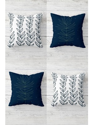 Dalında Yapraklar Desenli Gizli Fermuarlı Kırlent Kılıfı Koltuk Yastık Kılıfı TAKIM(4ADET)