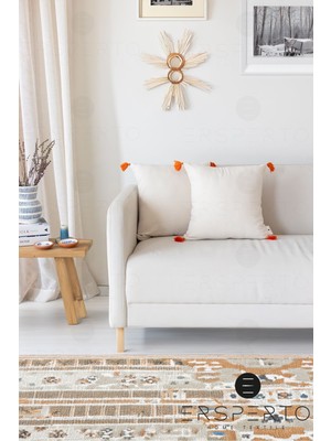 Otantica Püsküllü Keten Dekoratif Kırlent Kılıfı Yastık Kılıfı 1 Adet 43X43CM