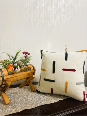 Hd Home Collection Keten Kumaş Çizgi Desen Punch Kırlent Kılıfı (Panç)