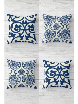 Şal Desenli Etnik Gizli Fermuarlı Kırlent Kılıfı Koltuk Yastık Kılıfı TAKIM(4ADET)