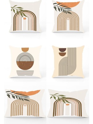 Omega Desenli Çift Taraf Baskılı 43X43 Kırlent Kılıfıve 30X50 Dikdörtgen Kırlent Kılıfı Seti 6 Lı