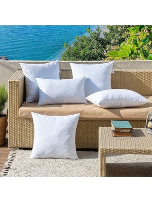 Iz Prime Bahçe Salon Kırlent Iç Yastık Seti 6 Parça Kare ve Dikdörtgen Saf Silikon Elyaf Dolgulu