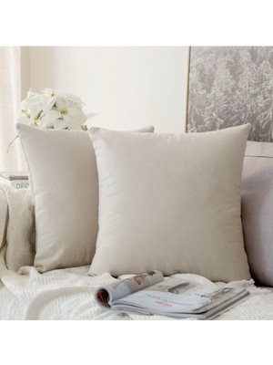 Koyu Krem Rengi Premium Kadife Özel Kırlent Kılıfı 2'li 43X43 cm