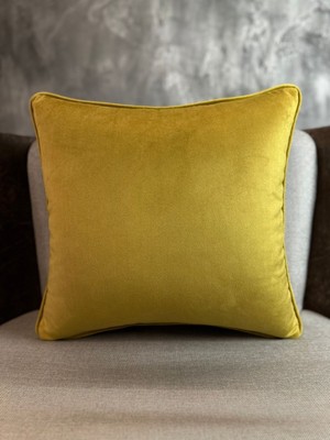 Ithal Ipek Kadife Hardal Renk Kırlent Kılıfı 43X43CM