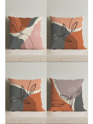 Çift Taraflı Dijital Baskılı Dekoratif Kırlent Kılıfı 4'lü