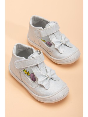 Şirinbebe Ortopedik Kız Bebek Ilkadım Ayakkabı Beyaz Direkli Fiyonklu