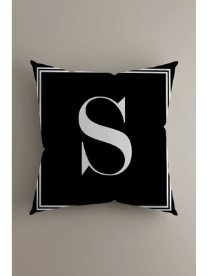 Harfli Kırlent Yastık Kılıfı - S Harfi - 43X43 cm