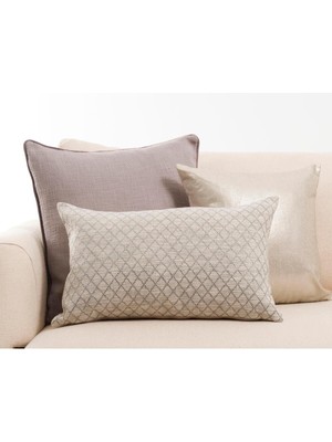 Parlak Gri Yüzey Baskı 45X45 cm Kare Kırlent Kılıfı