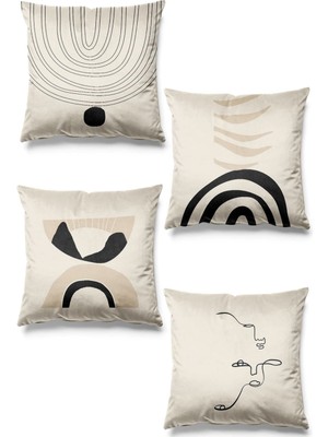 Çift Tarafı Baskılı Ark Desenli 4'lü Süet Kırlent Kılıfı