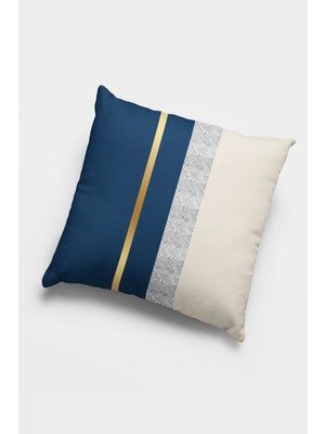 43X43CM Premium Varak Çizgili Tay Tüyü Dokuma Kumaş Çift Taraflı Kırlent Yastık Kılıfı KRL985