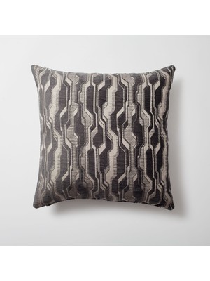 " Lebon " - Geometrik Desenli 50X50 Kırlent - Antrasit ( Ic Yastık Dahil )