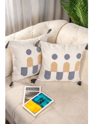 2li Punch Nakışlı Kırlent Kılıfı Yastık Klıfı Çok Tercih Edilen