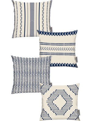 Iskandinav, Etnik, Marin 4'lü 50X50 Kırlent Kılıfı