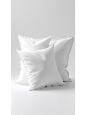 3 Adet Beyaz Tela Kırlent Iç Yastığı 40X40 Cm, 350 Gr, Antibakteriyel Silikon Dolgulu