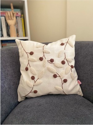 Yıkanmış Keten Kırlent Kılıfı, Kahve Bej Doğal Şıklık Sağlar.