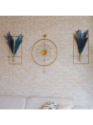 Altıgen Altın Kaplama Büyük Duvar Saati, Şeffaf Göbek, Modern Tasarım