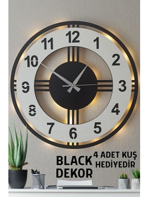 Siyah Beyaz 40 cm Işıklı Duvar Saati, Modern ve Dekoratif LED Tasarımı