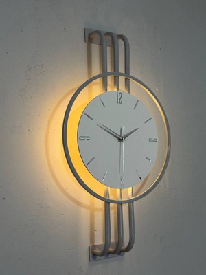 Şık Işıklı Ahşap ve Metal Duvar Saati, 40-75 Cm, Iskandinav Tarzı