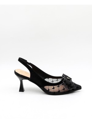 Kriste Bell Kısa Topuklu Fiyonk Detaylı Tokalı Stiletto KB1000 Siyah