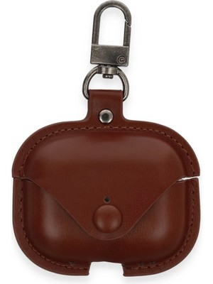 Newface Airpods Pro 2 (2.nesil) Çanta Deri Kılıf - Kahverengi Drstr