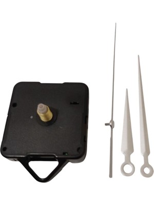 Sessiz Duvar Saati Mekanizması, Uzun Şaft, Askılı, Siyah, 22 Mm, Tek Adet