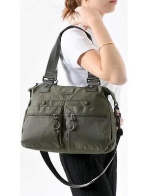 Paraşüt Kumaş Kadın Omuz Çantası Çapraz Askılı Postacı Kol Çantası 30*25 cm 6 Ön 2 Yan 1 Arka Cep