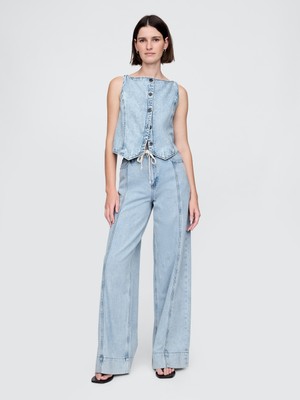 Gap Kadın Mavi Mid Rise Ultrasoft Baggy Jean Pantolon