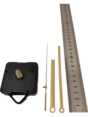 Sessiz Duvar Saat Mekanizması 22 mm Askı, Akrep, Yelkovan, Saniye, Sarı Renk