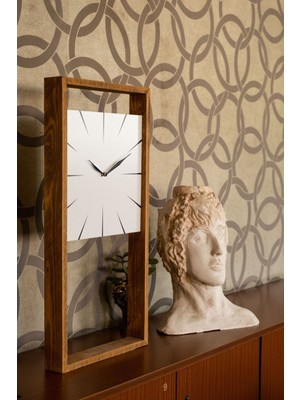 Şık Ahşap Dikdörtgen Duvar Saati 60X30 Cm, Pilli Mekanizma