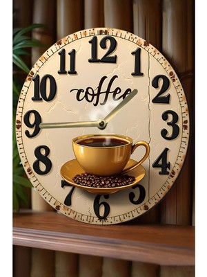 Sessiz Yuvarlak Ahşap Duvar Saati, Kahve Desenli, Kuvars, Şık ve Modern Tasarım