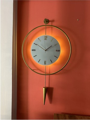 Modern Büyük Metal Duvar Saati, 50X90CM, Pilli LED Işıklandırmalı